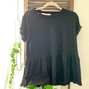 Black Anthropologie peplum tee